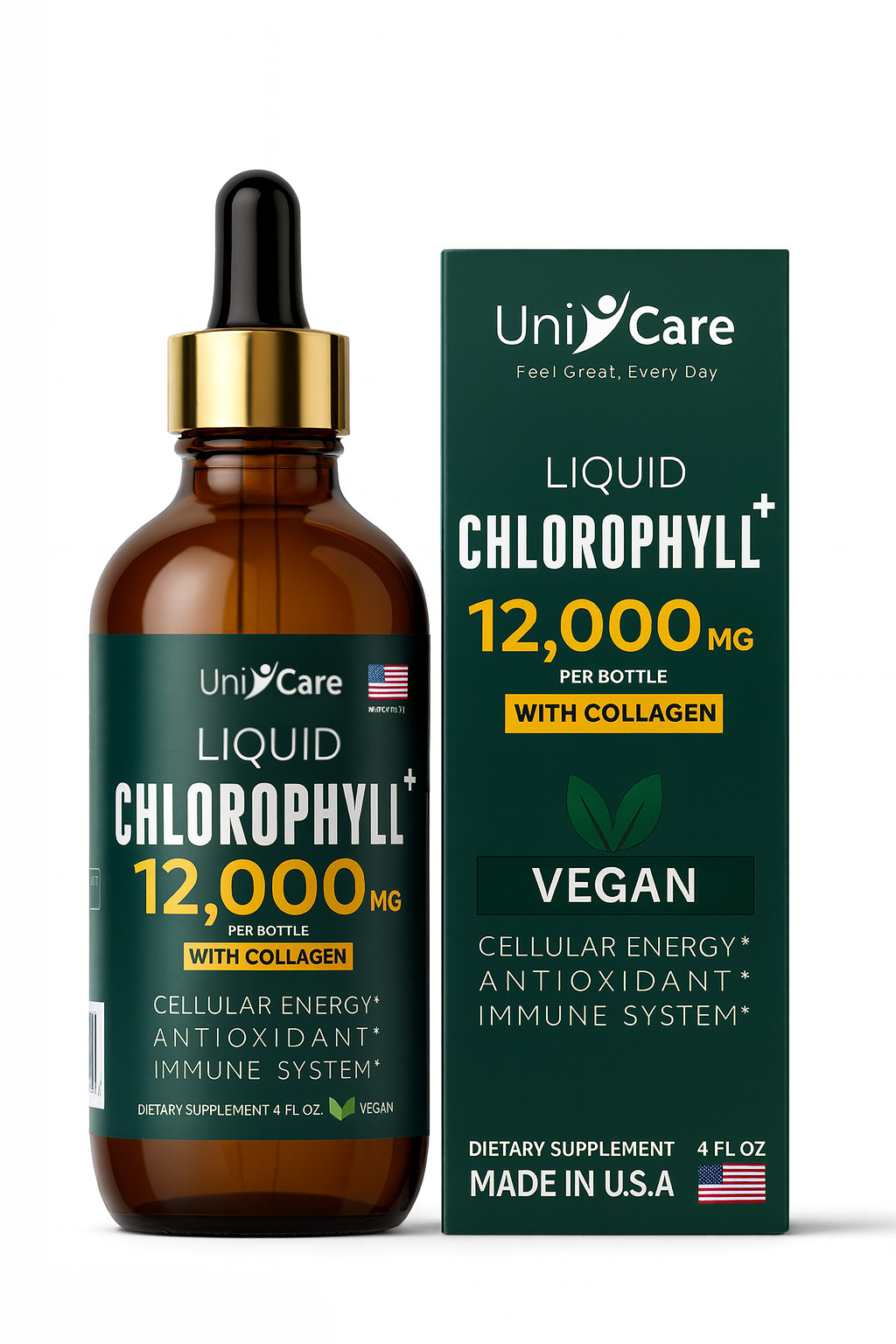 Organic Chlorophyll Liquid with Collagen | 12000 mg | | Non-GMO | 4 Fl OZ | USA