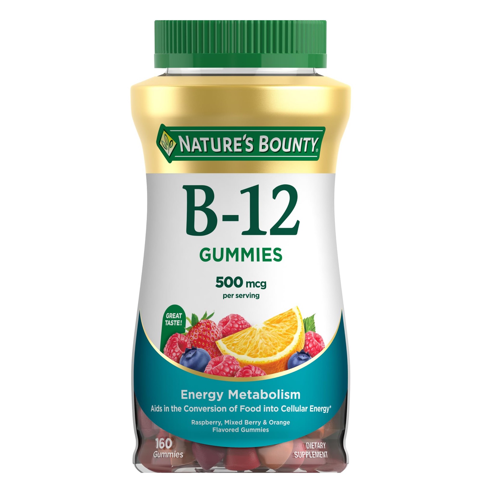 Nature’s Bounty Vitamin B12 Gummies, Dietary Supplement, Supports Energy