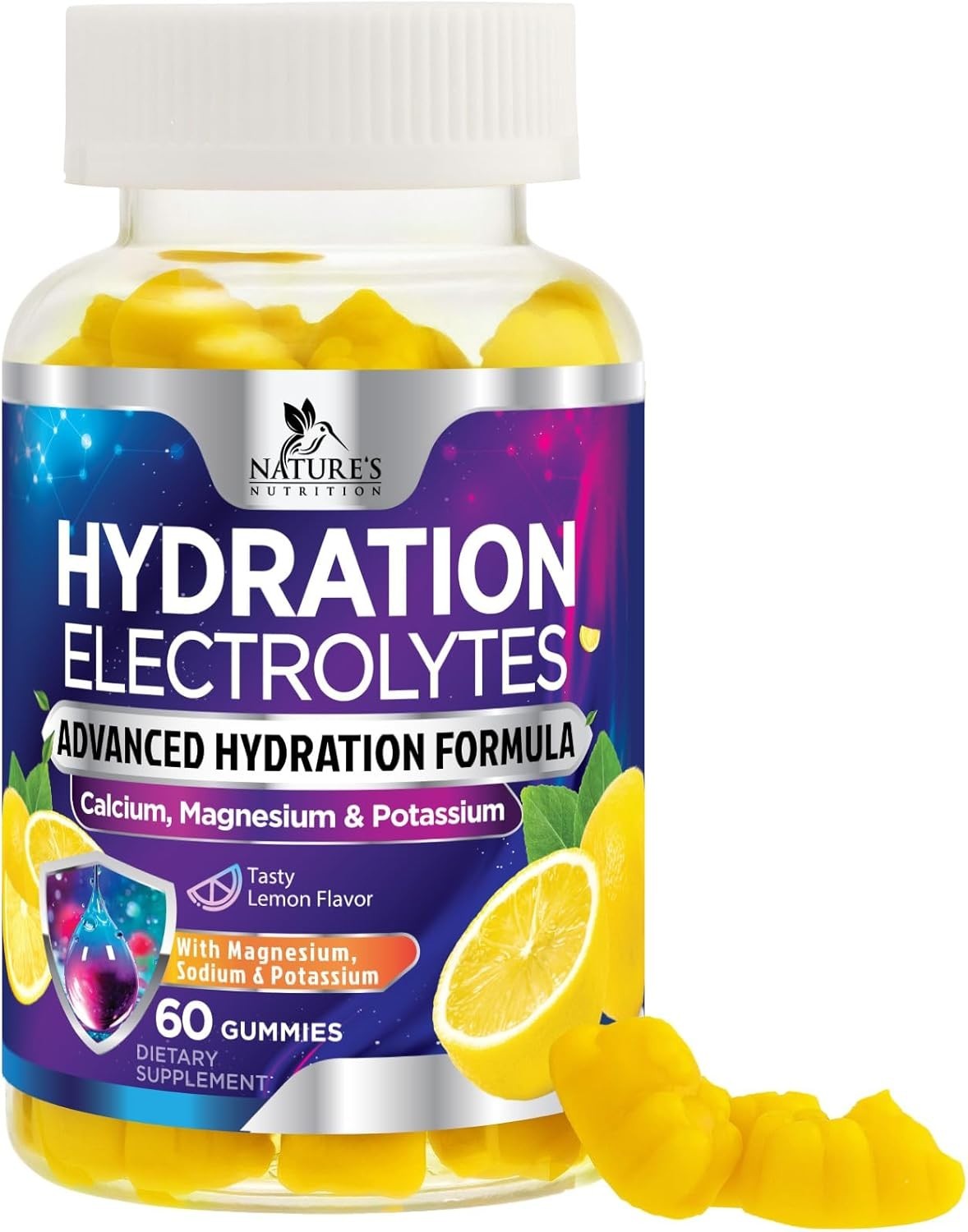 Hydration Electrolyte Gummies, Daily Liquid Replenisher Gummy, Vegan Electrolyte
