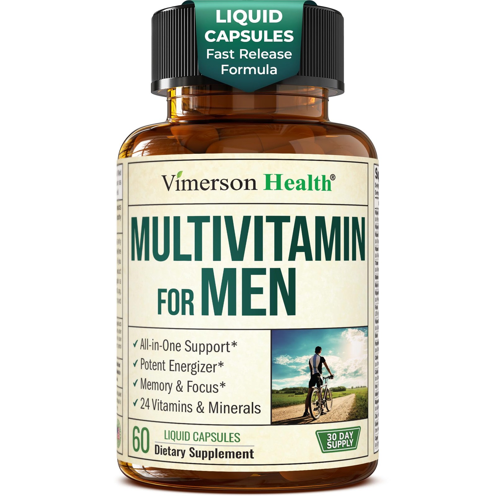 Men’s Multivitamin | 29 Essential Nutrients, B12, Zinc, Magnesium | 60 Liquid Ca