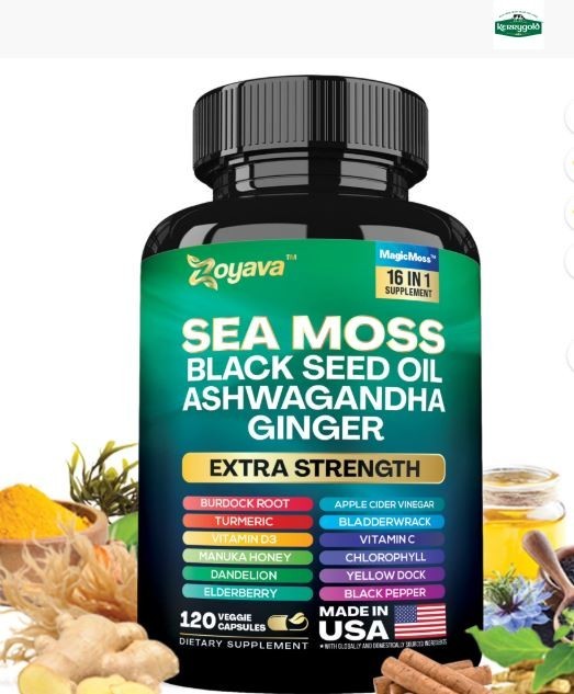 Zoyava Sea Moss  Black Seed Oil  Ashwagandha  120 Capsules ~ NEW & USA SHIPPED