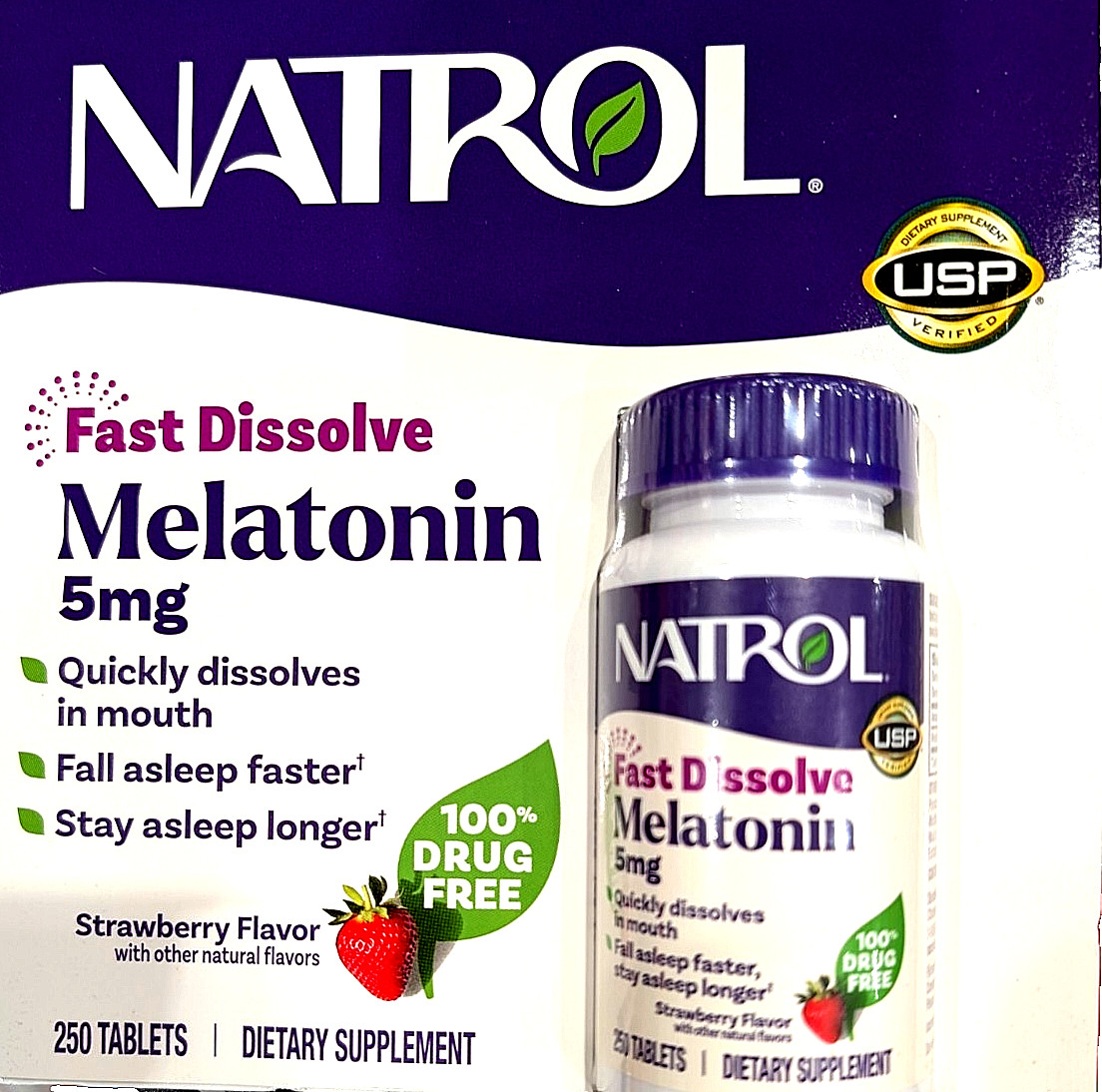 Natrol Melatonin 5 mg 250 Fast Dissolve Tablets Sleep Aid Exp 05/2027