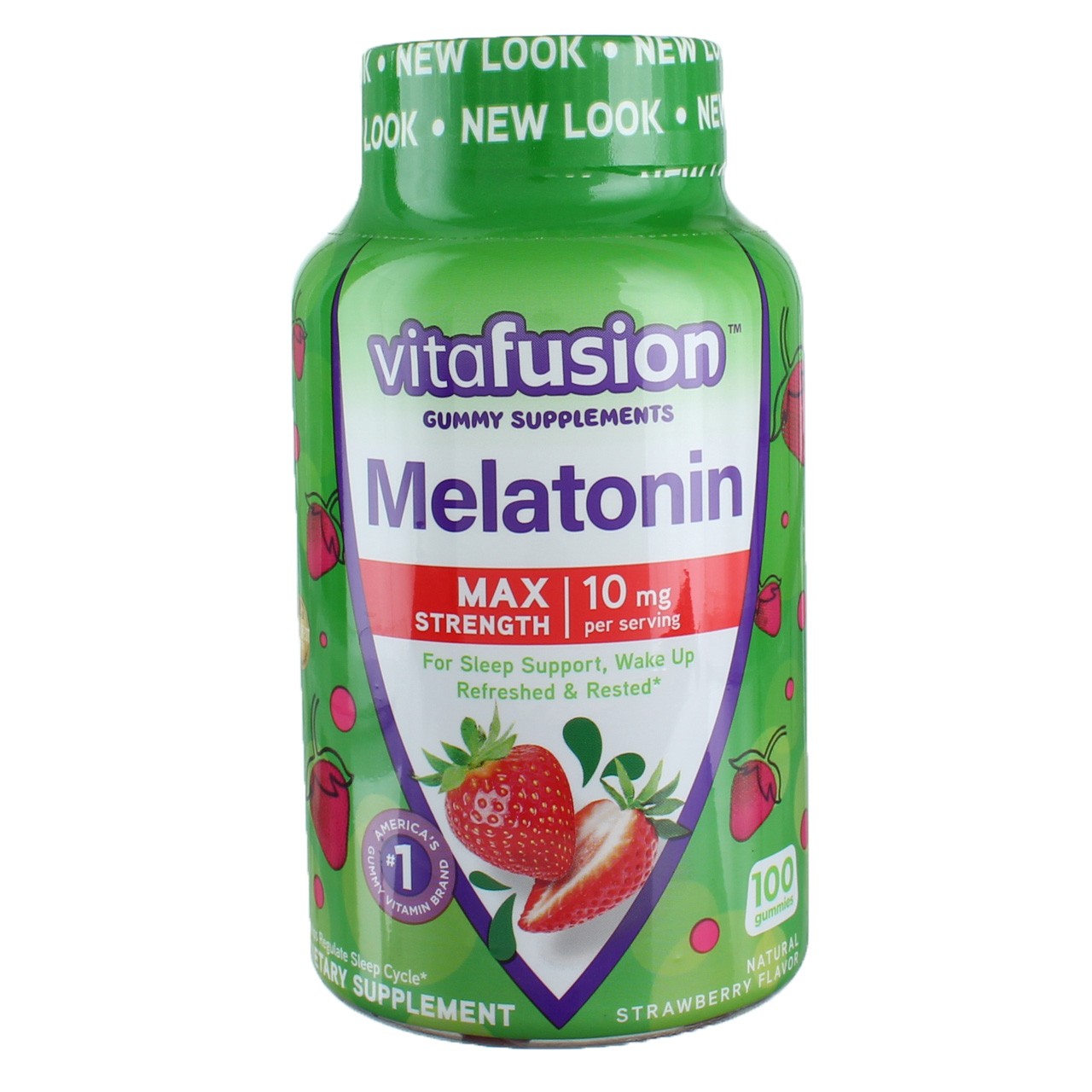 2 Pack Vitafusion Max Strength Melatonin, Strawberry, 10 mg, 100 Ct