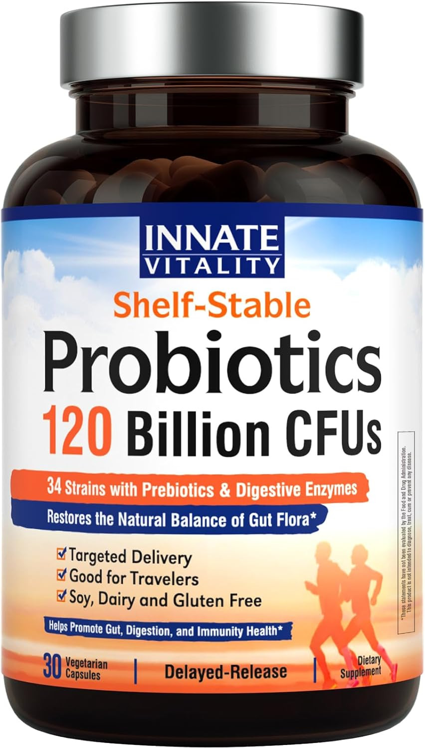 Probiotics 120 Billion Cfus for Men & Women, 34 Strains with Prebiotics & Digest