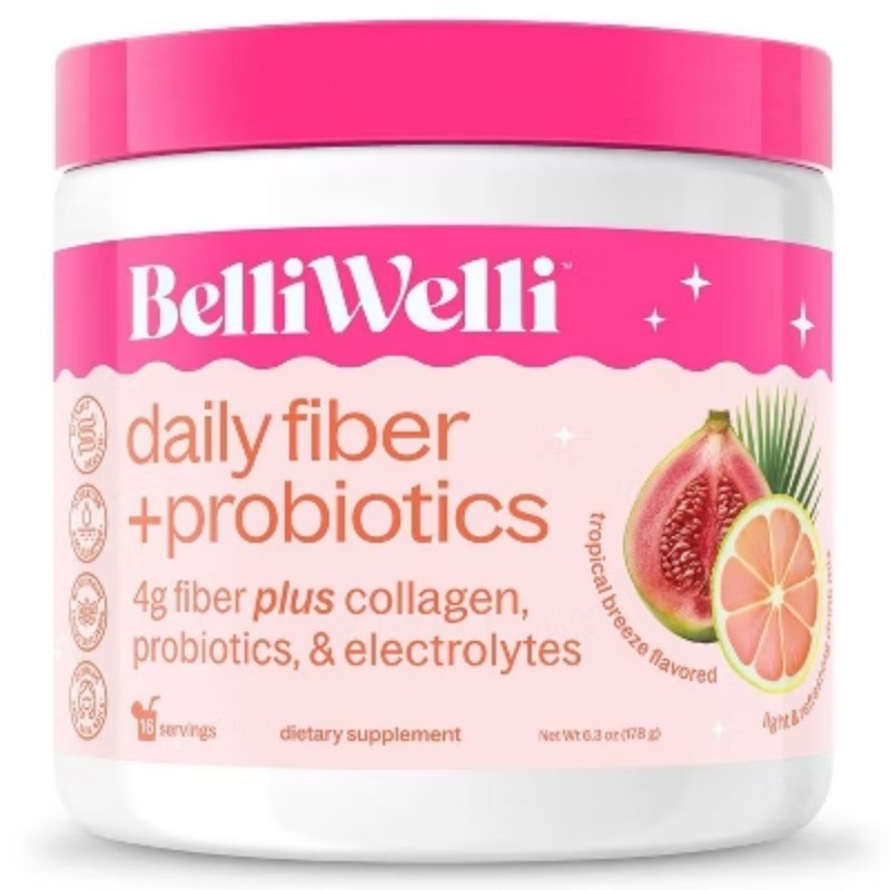 BelliWelli Daily Fiber Supplement + Probiotics, Electrolytes, Collagen, Powder
