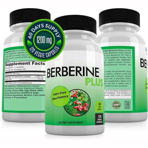 Pack of 3 Berberine Plus 1200mg Per Serving – 120 Veggie Capsules