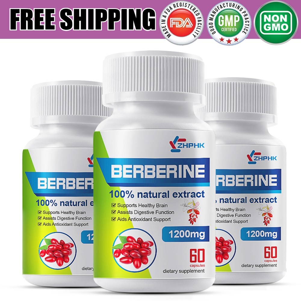 180Pcs Berberine 1200mg High Abosorption For Blood Sugar Immune 3 Months Supply