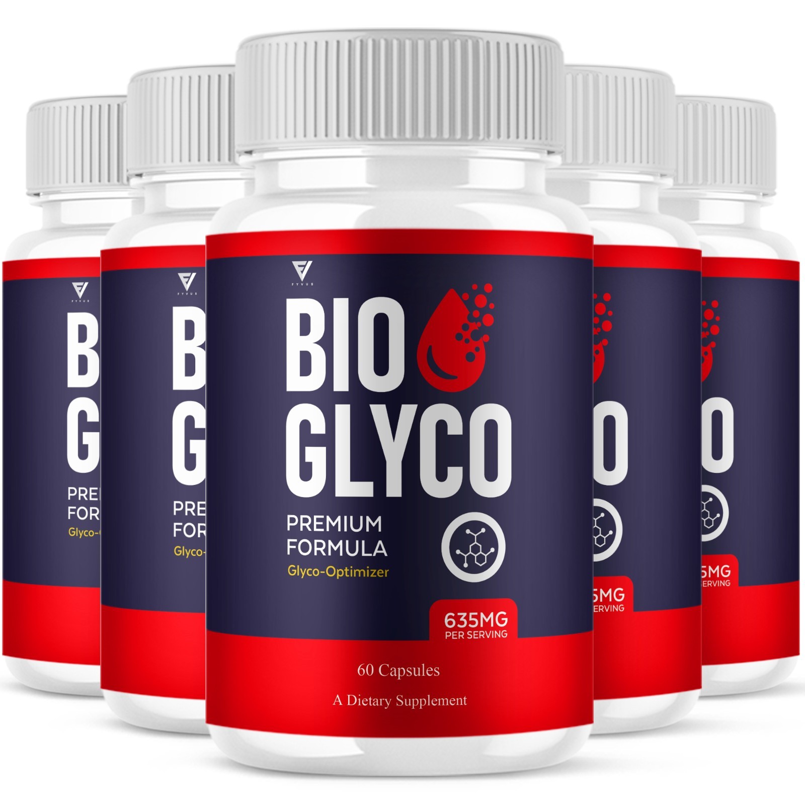 (5 Pack) Bio Glyco Premium Blood Support Supplement, BioGlyco (300 Capsules)