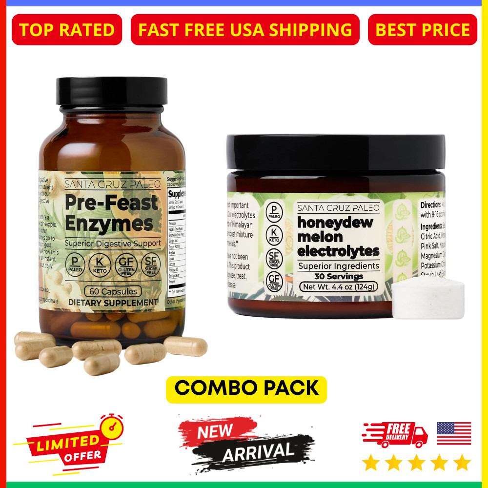 Santa Cruz Paleo Electrolyte Drink & Digestive Enzymes Supplement 2-Pack