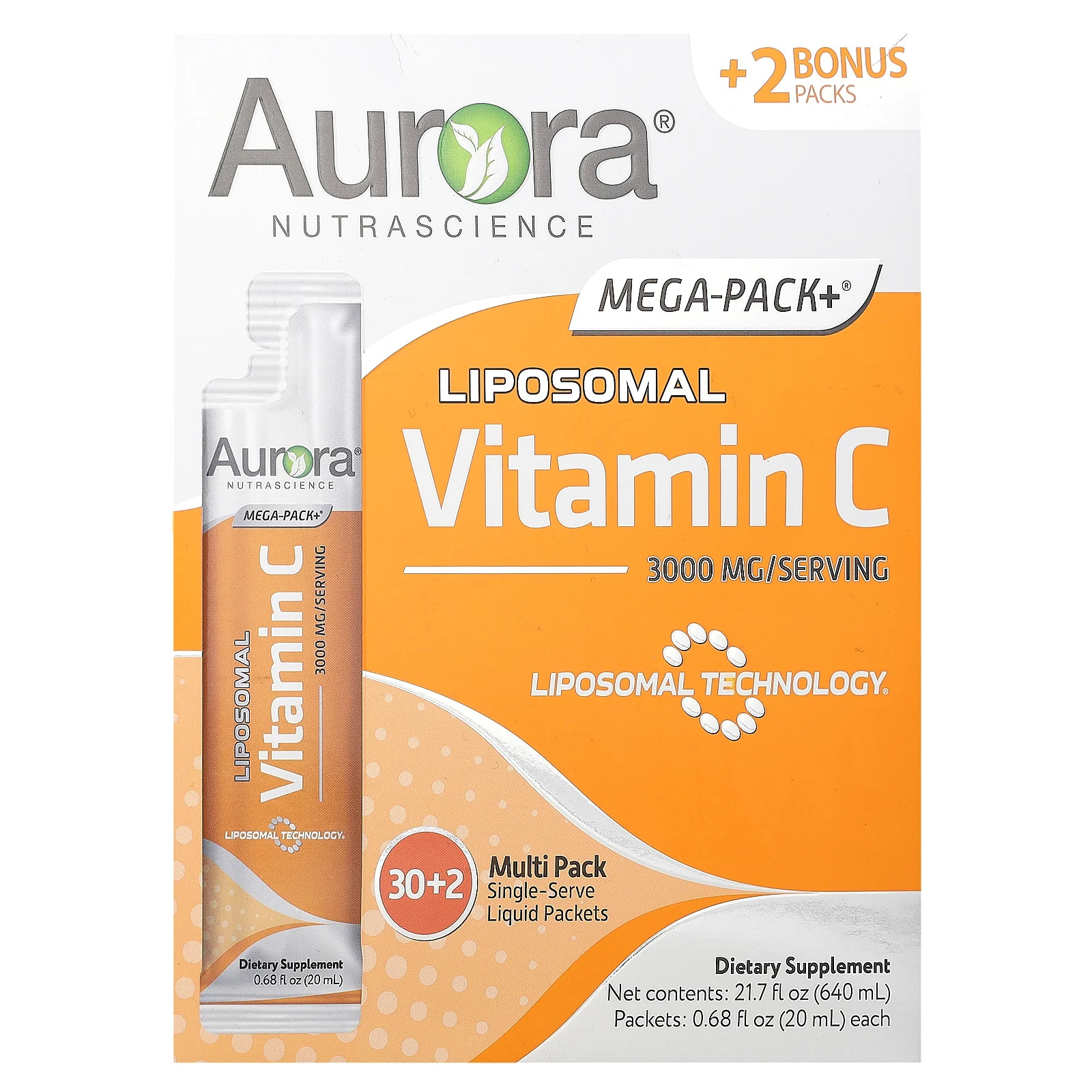 Mega-Pack+®, Liposomal Vitamin C, 32 Packs, 0.68 fl oz (20 ml) Each