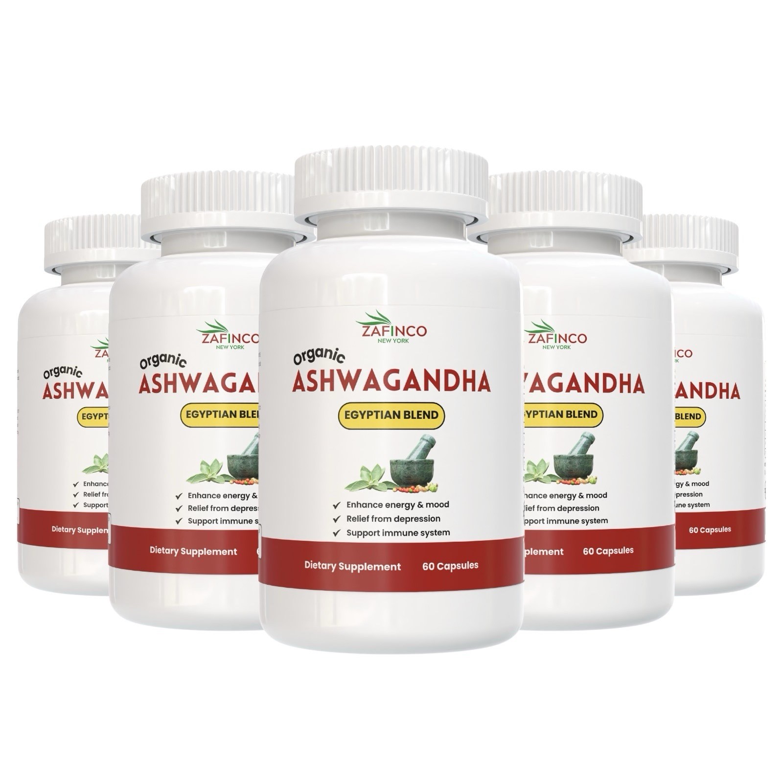 Ashwagandha 300 Capsules 1500mg Supplement With Black Pepper Root Powder 5packs