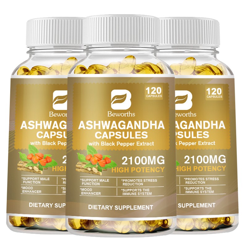Ashwagandha 2100mg Capsules 120ct | Stress Relief, Sleep & Immune Support