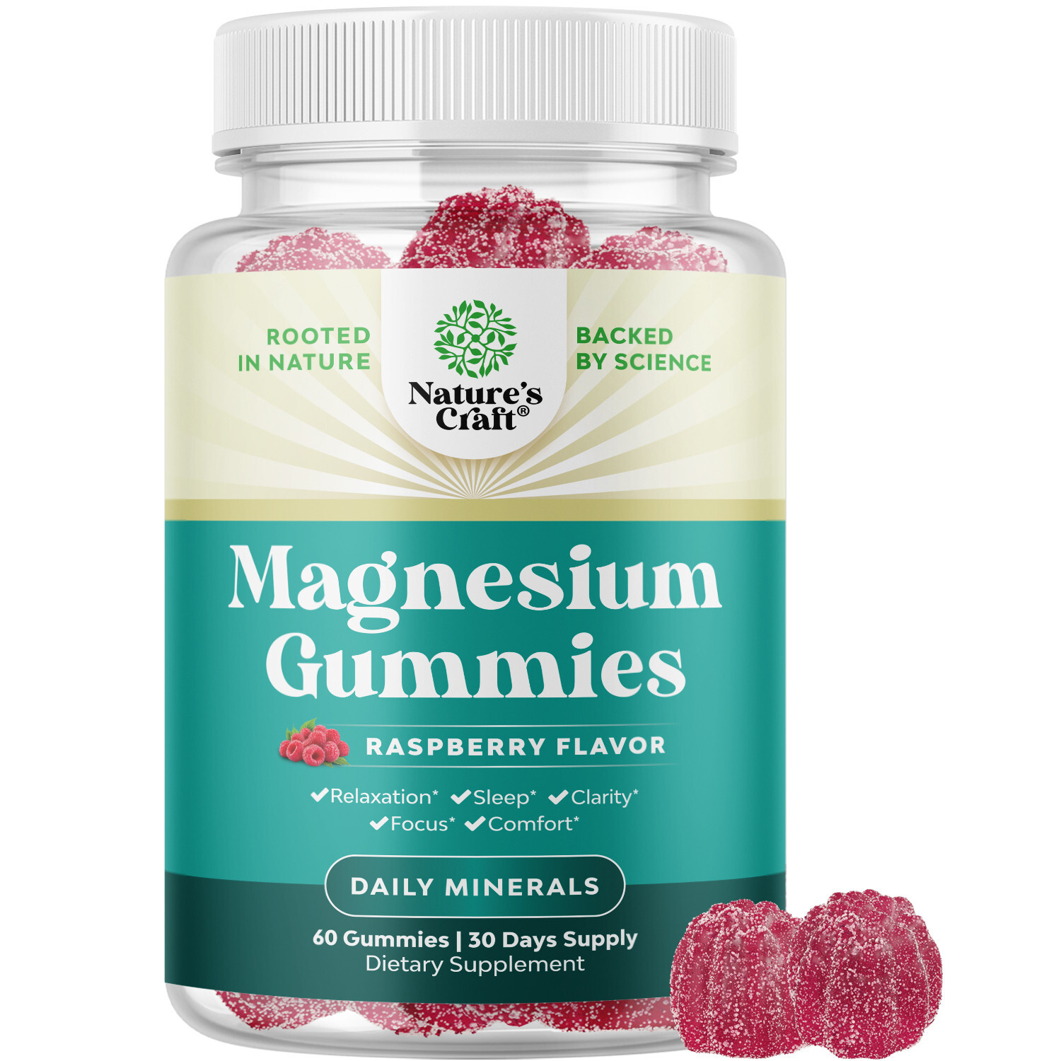 Potent Magnesium Citrate Gummies for Adults – Muscle Health – Tasty Non GMO 60ct