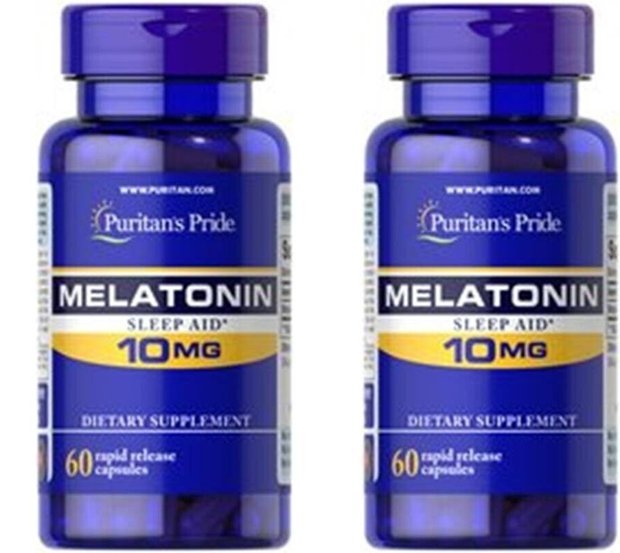 Melatonin 10 Mg 2 Bottles X 60 = 120 Rapid Release Capsules made in USA