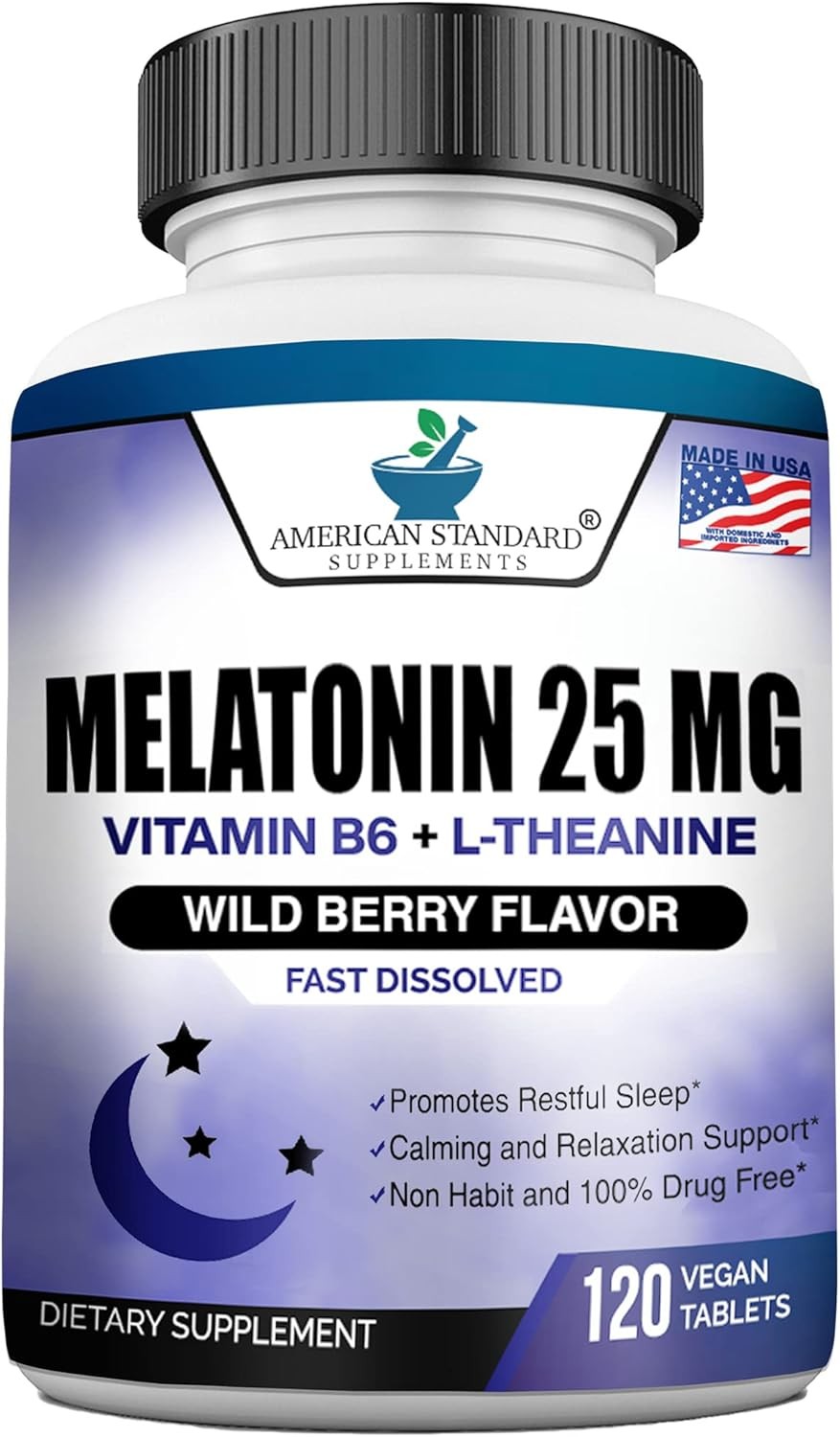 Melatonin 25mg Per One Tablet, 120 Chewable Tablet with 120 Count (Pack of 1)