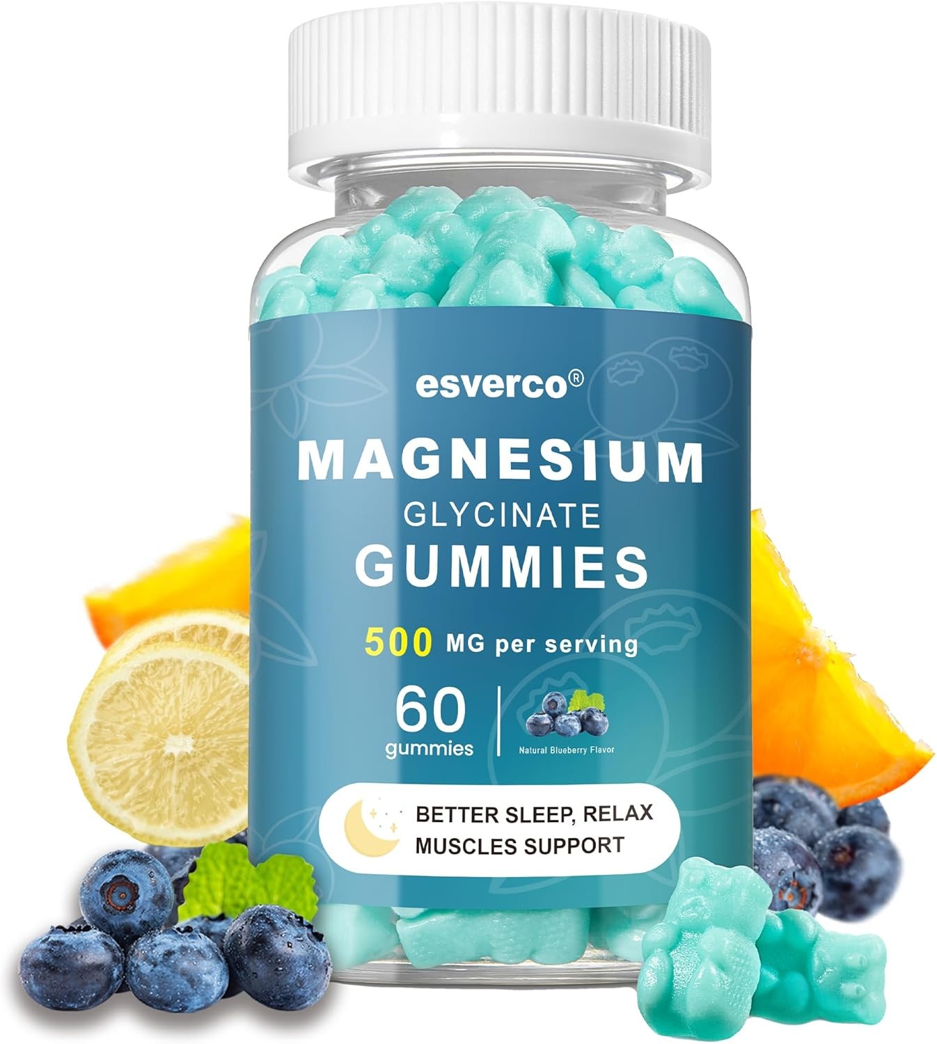 Magnesium Glycinate Gummies 500mg Sleep for Men & Women Vitamin C, Vegan Promote