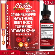 Clean Nutra Organic Cayenne Pepper Liquid Drops Supplement Vitamin D3 K2 60ml