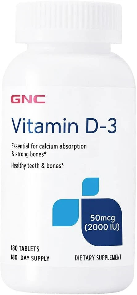 GNC Vitamin D-3 d3, 2000 IU, Supports Teeth and Bone Health 180 ct exp 12/25+