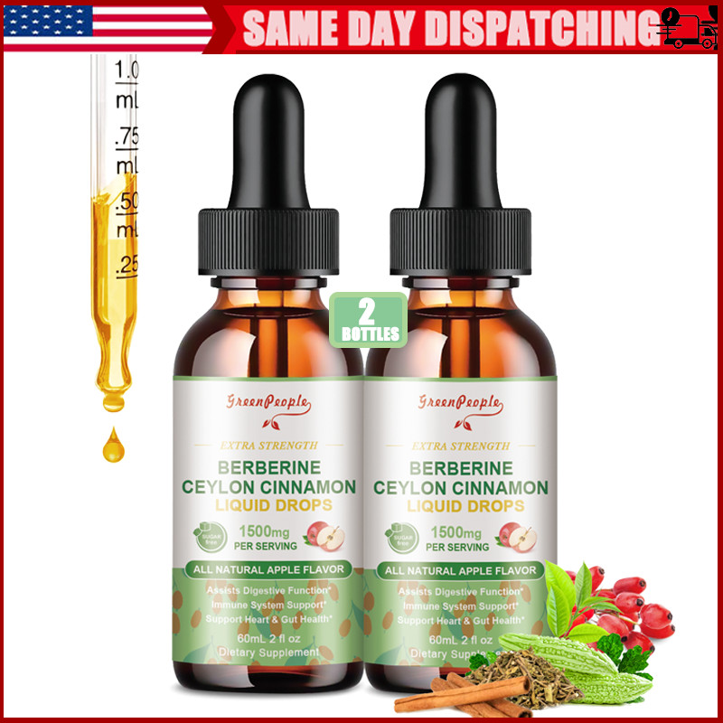 120ML Berberine Supplement w/ Ceylon Cinnamon 1500mg Blood Sugar, Immune Support