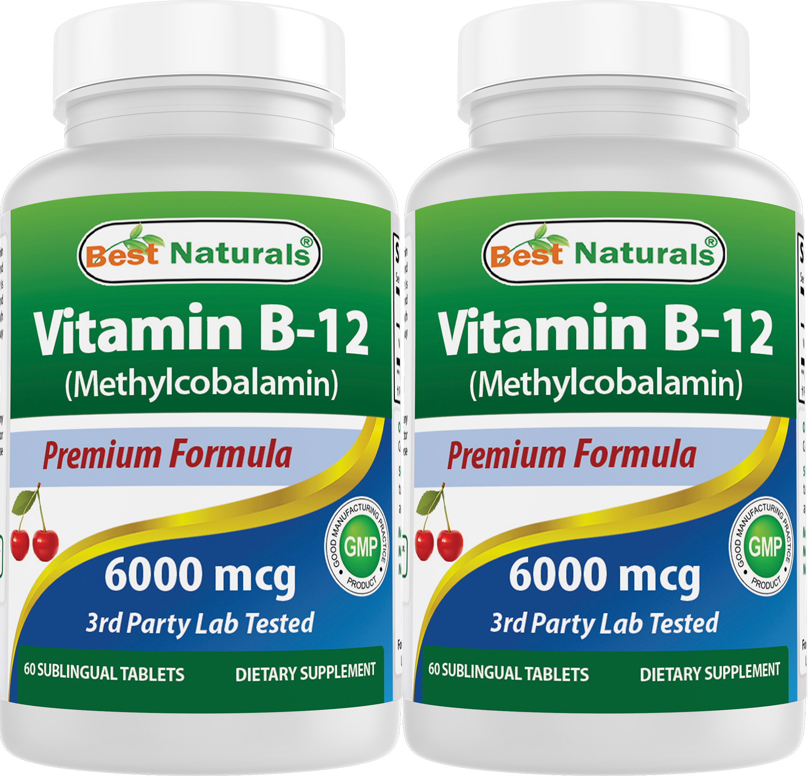 2 Pack Best Naturals vitamin b-12 6000 mcg 60 Tablets
