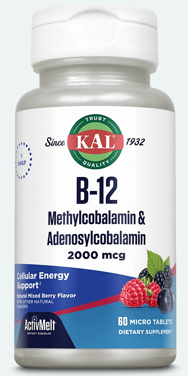 KAL B-12 Methylcobalamin & Adenosylcobalamin 2000 mcg ActivMelt – 60 Count
