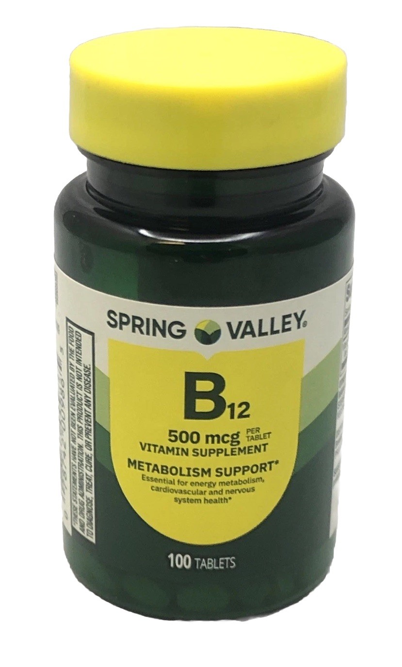 Spring Valley Vitamin B12 Tablets 500 mcg 100 Count Exp 12/27