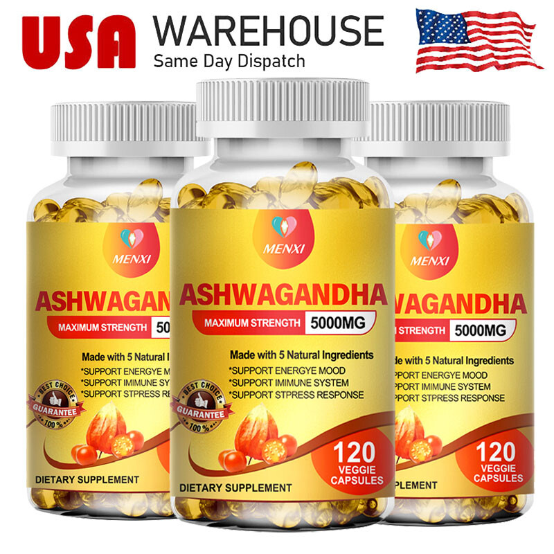 Organic 1300mg Ashwagandha Supplement  w/ Black Pepper Root Powder 360 Capsules