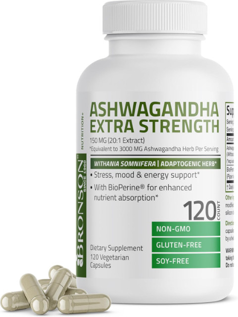 Organic Ashwagandha Capsules 3000mg Supplement w/ Black Pepper Root Powder