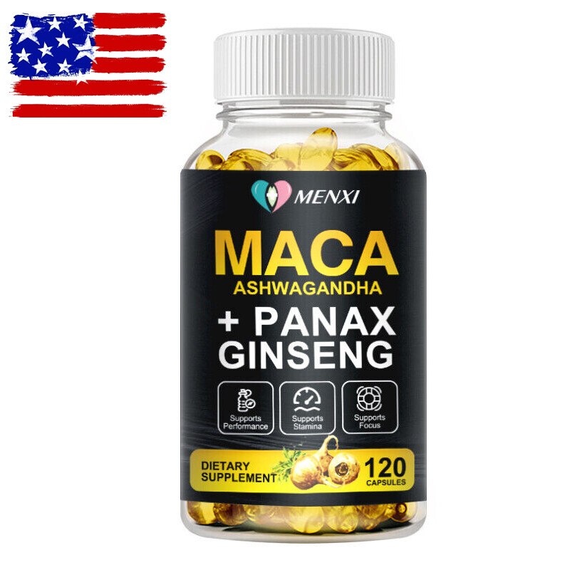MACA ROOT Capsules 120 Pills Peruvian Maca Extract for Men Organic Vitamins