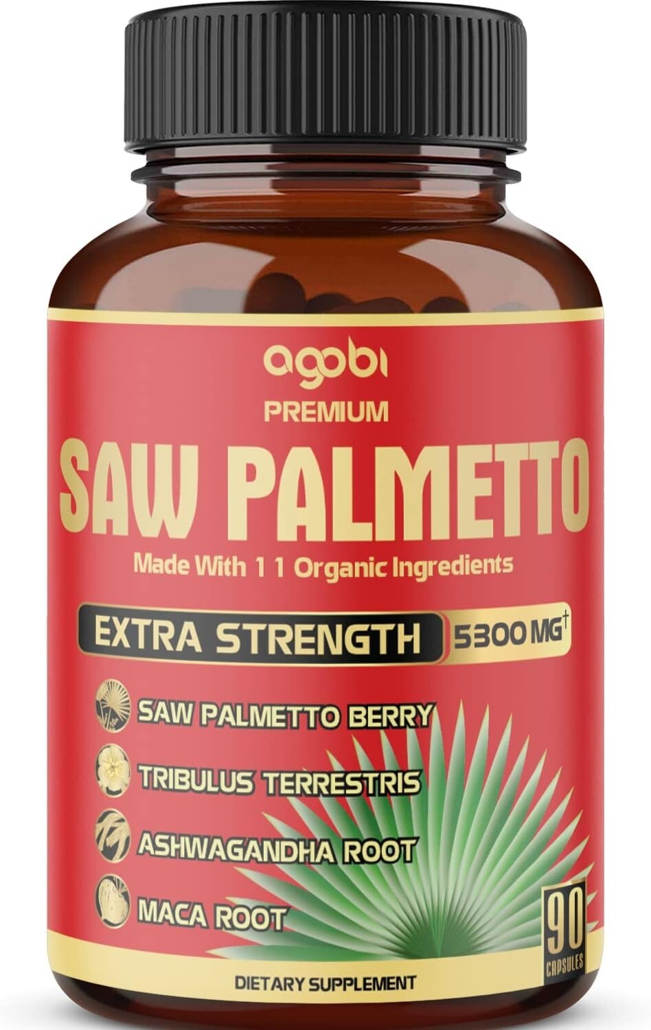 Saw Palmetto 5300mg- Ashwagandha Turmeric Prostate Support 90 Caps for 3 Months