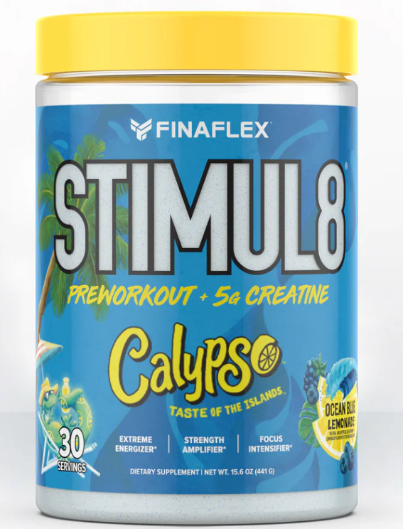 FINAFLEX STIMUL8 Preworkout Calypso Ocean Blue Lemonade 30 servings  5g Creatine