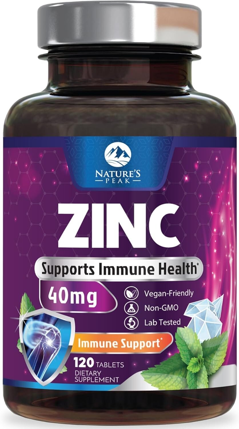 Zinc Supplement 40mg Immune Support for Women & Men – High Potency Antioxidant