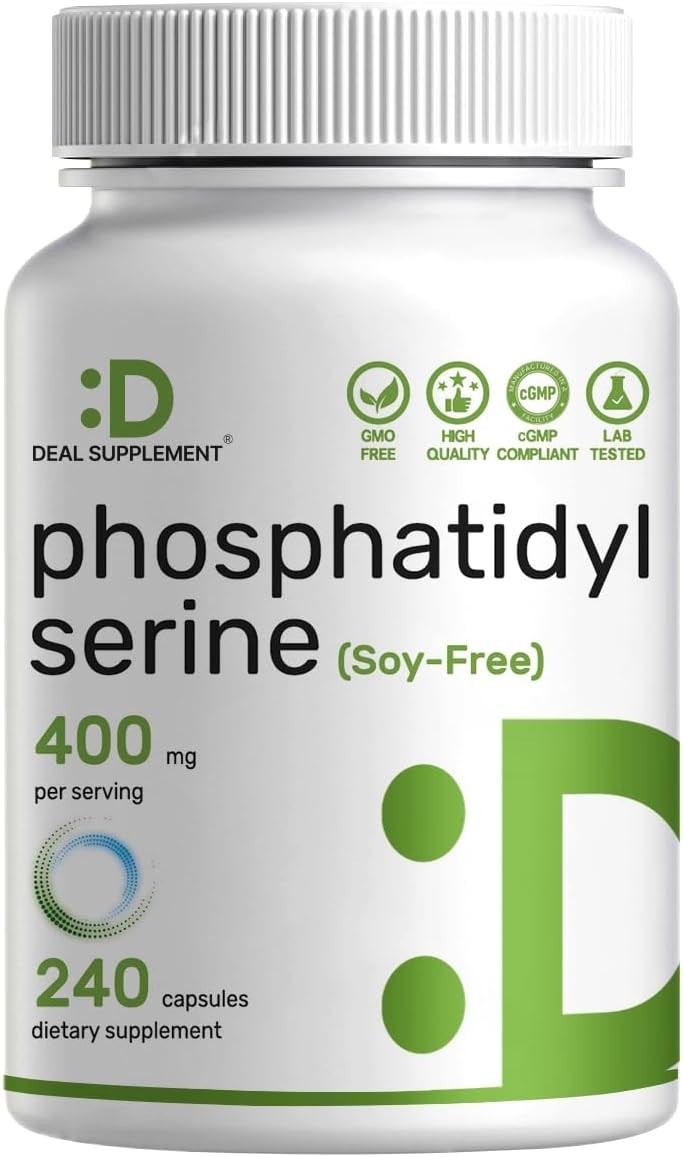 Phosphatidylserine Supplement, 400mg Serving, 240 Capsules – Soy Free Sunflower