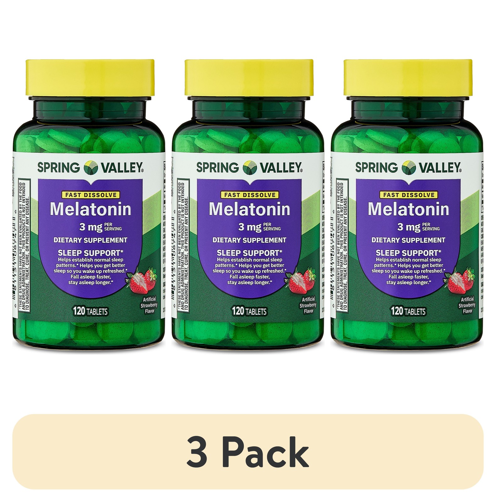 (3 pack) Spring Valley Fast-Dissolve Melatonin Sleep Support Dietary Suppleme…