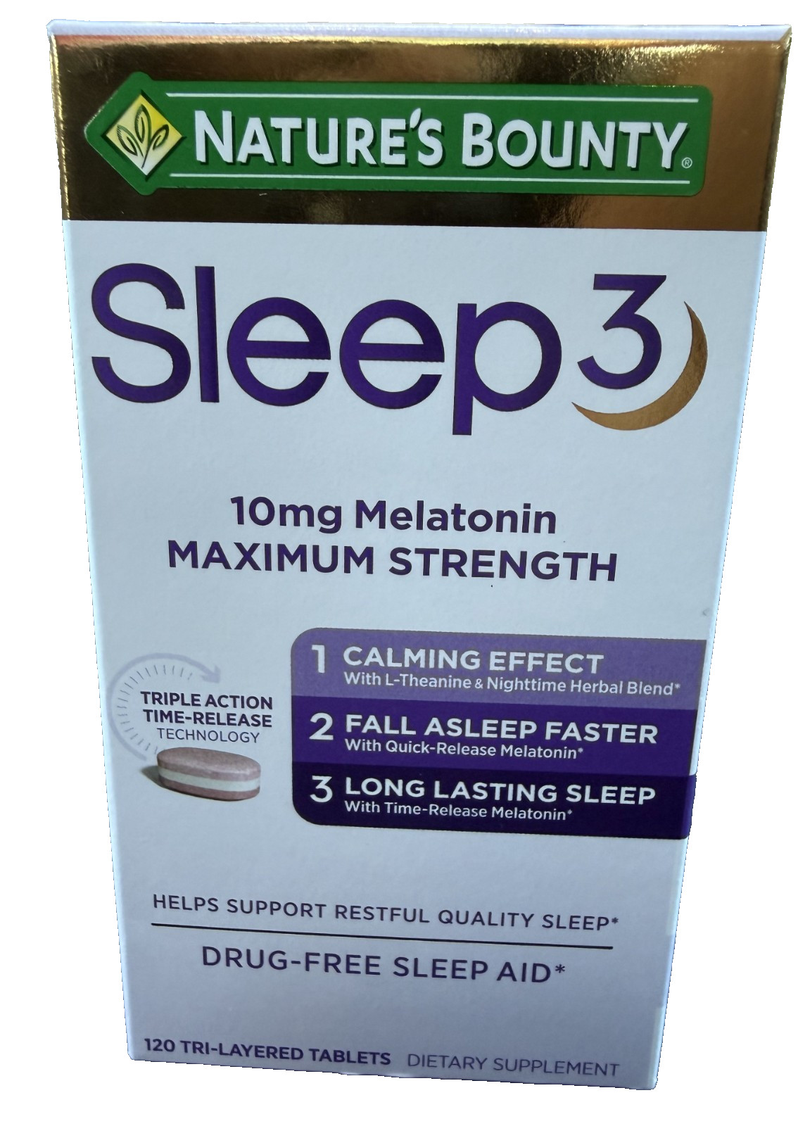 Nature’s Bounty Sleep3 10mg Melatonin 120 Tablets ** Sleep 3 **