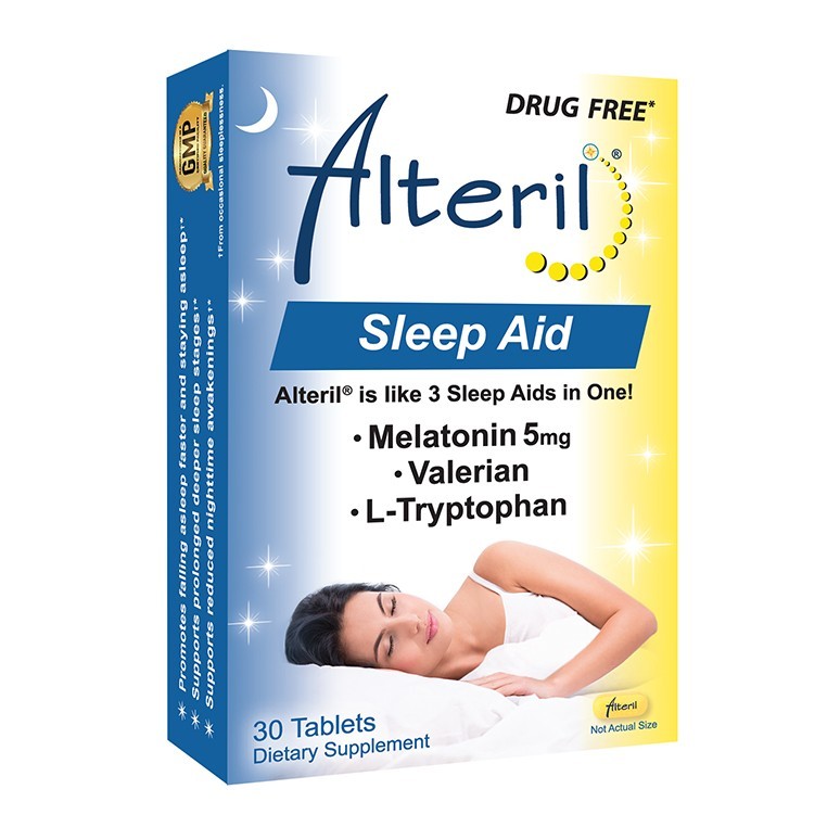 Alteril Sleep Aid 30Ct Tablets with L-Tryptophan, Valerian & Melatonin