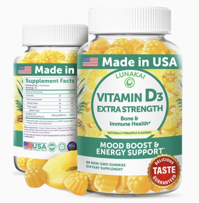 Vitamin D3 Gummies – Non-GMO, Made In USA Exp May 2026 New Sealed