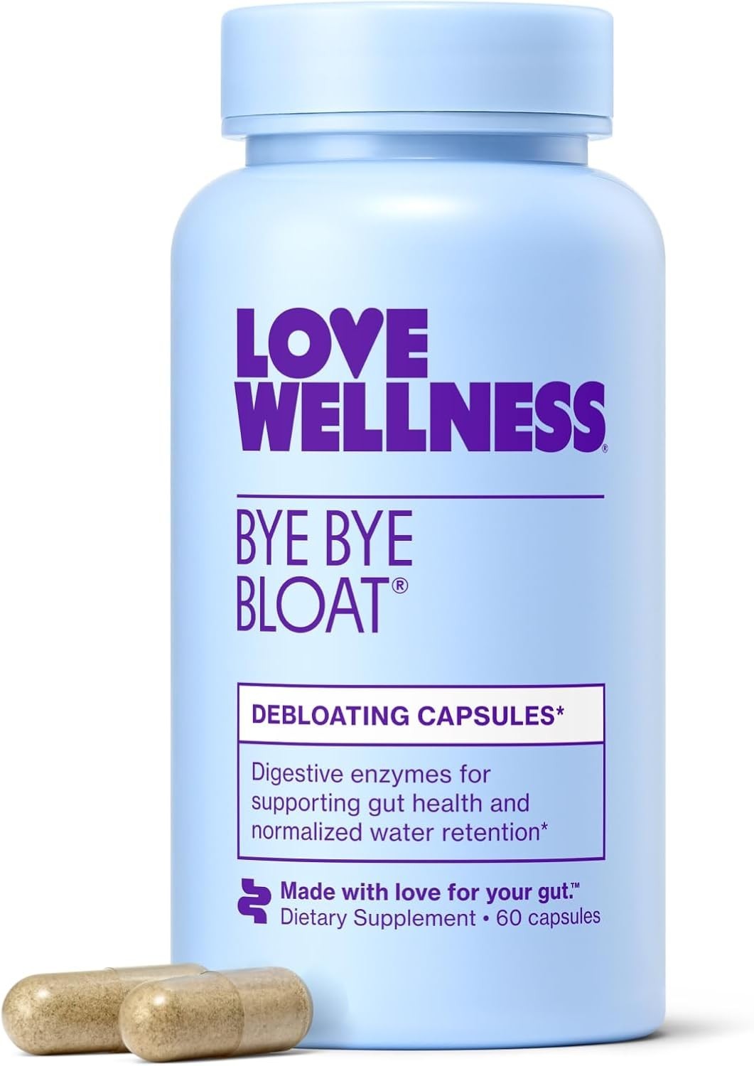 Love Wellness Bye Bye Bloat Digestive Enzymes Bloating Relief Exp 10/26
