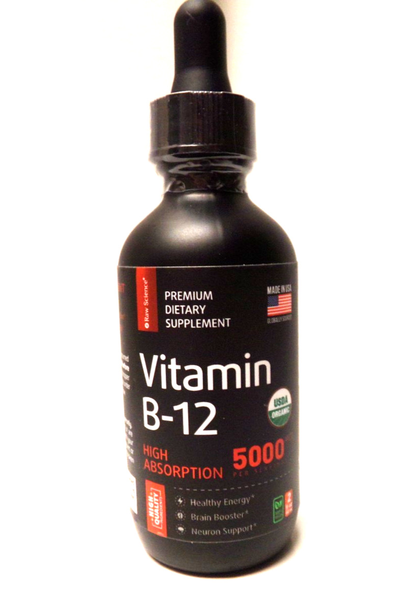 Vitamin B12 5000mcg Liquid Drops 60ml/2 fl oz High Absorption Energy Vegan U.S.