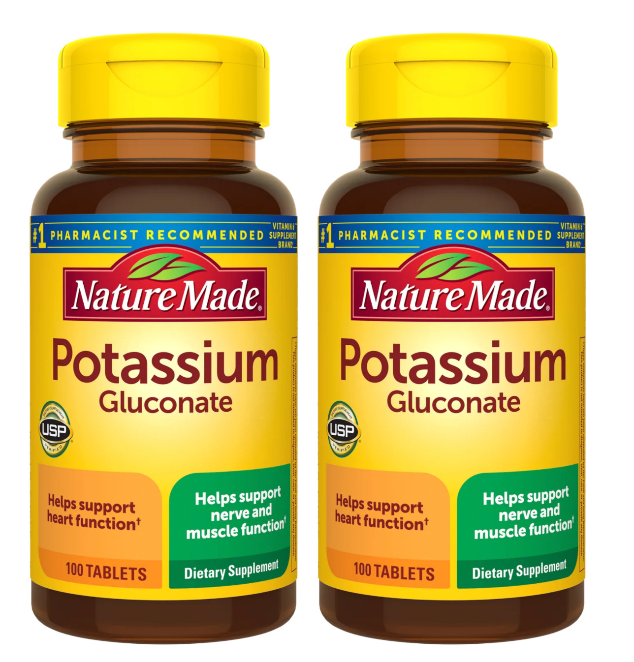 2 PACK Nature Made Potassium Gluconate 550mg 100 Tablets