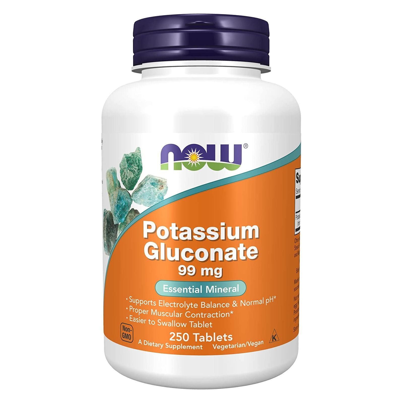NOW FOODS Potassium Gluconate 99 mg Vegetarian 250 Tablets – 2030 Expiration