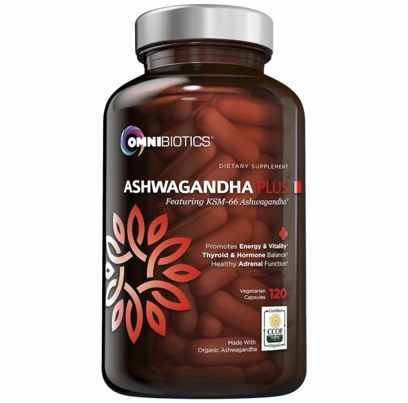 OmniBiotics Ashwagandha Plus Organic Non-GMO, 120 Vegan Capsules