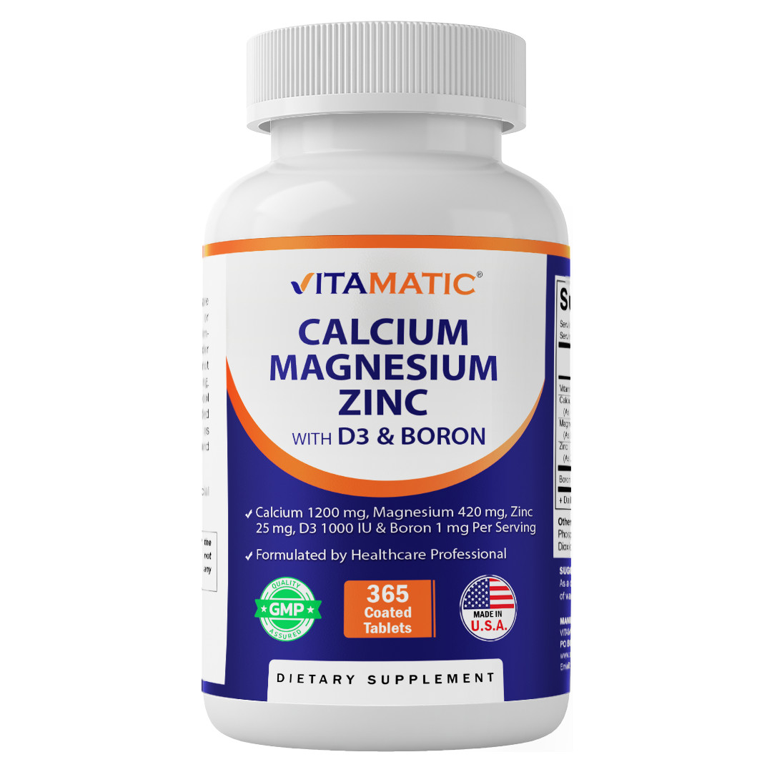 Vitamatic Calcium Magnesium Zinc D3 Boron | 365 Coated Tablets
