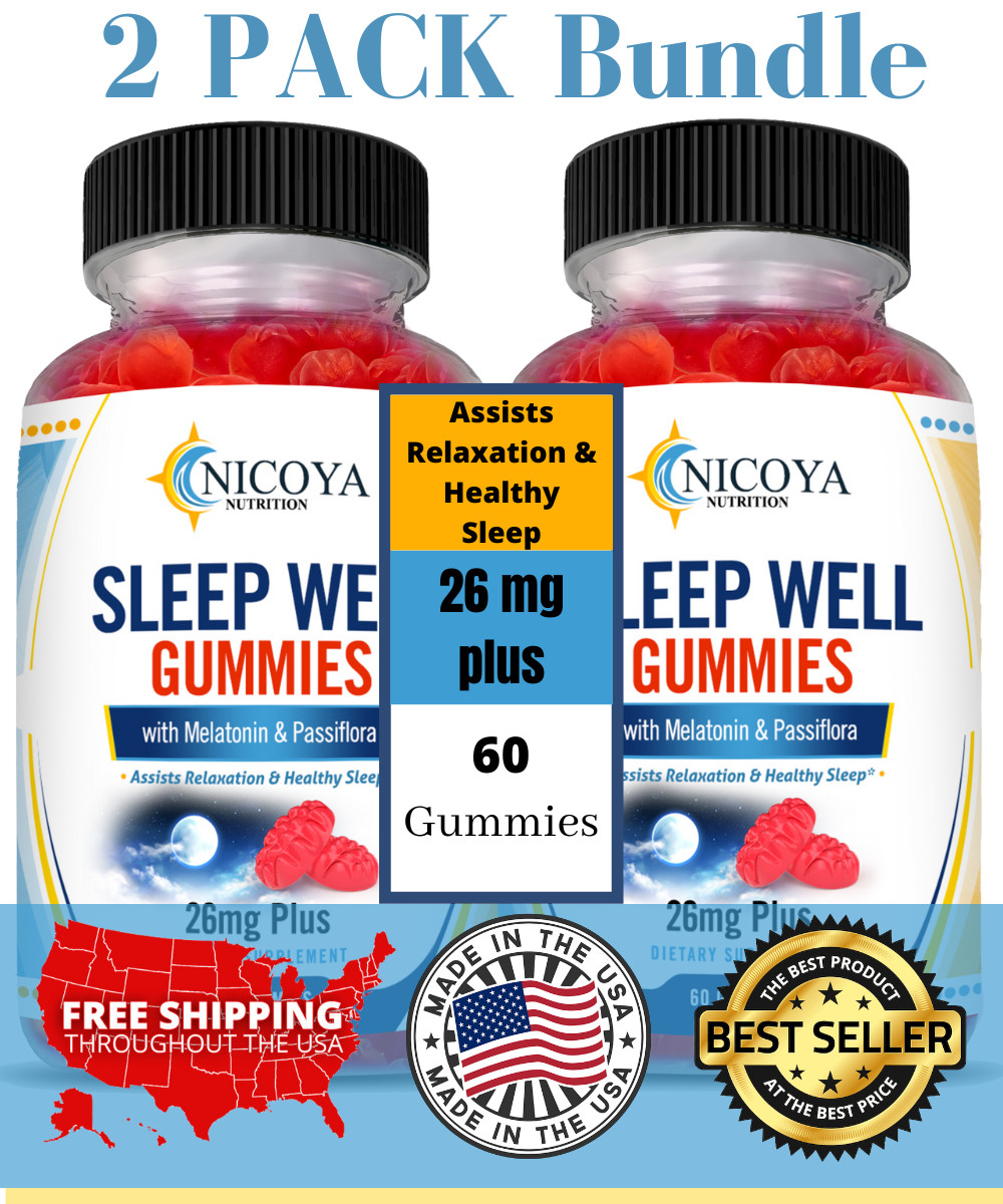 Natural Sleep Well Gummies- Melatonin Sleep Aid for the Whole Family 26 MG+  2PK