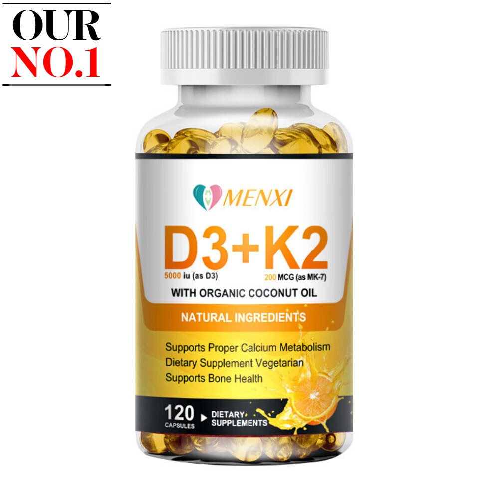 Vitamin D3 K2 Softgels Capsules – Highest Potency D3 K2 Supplements with 5000 IU