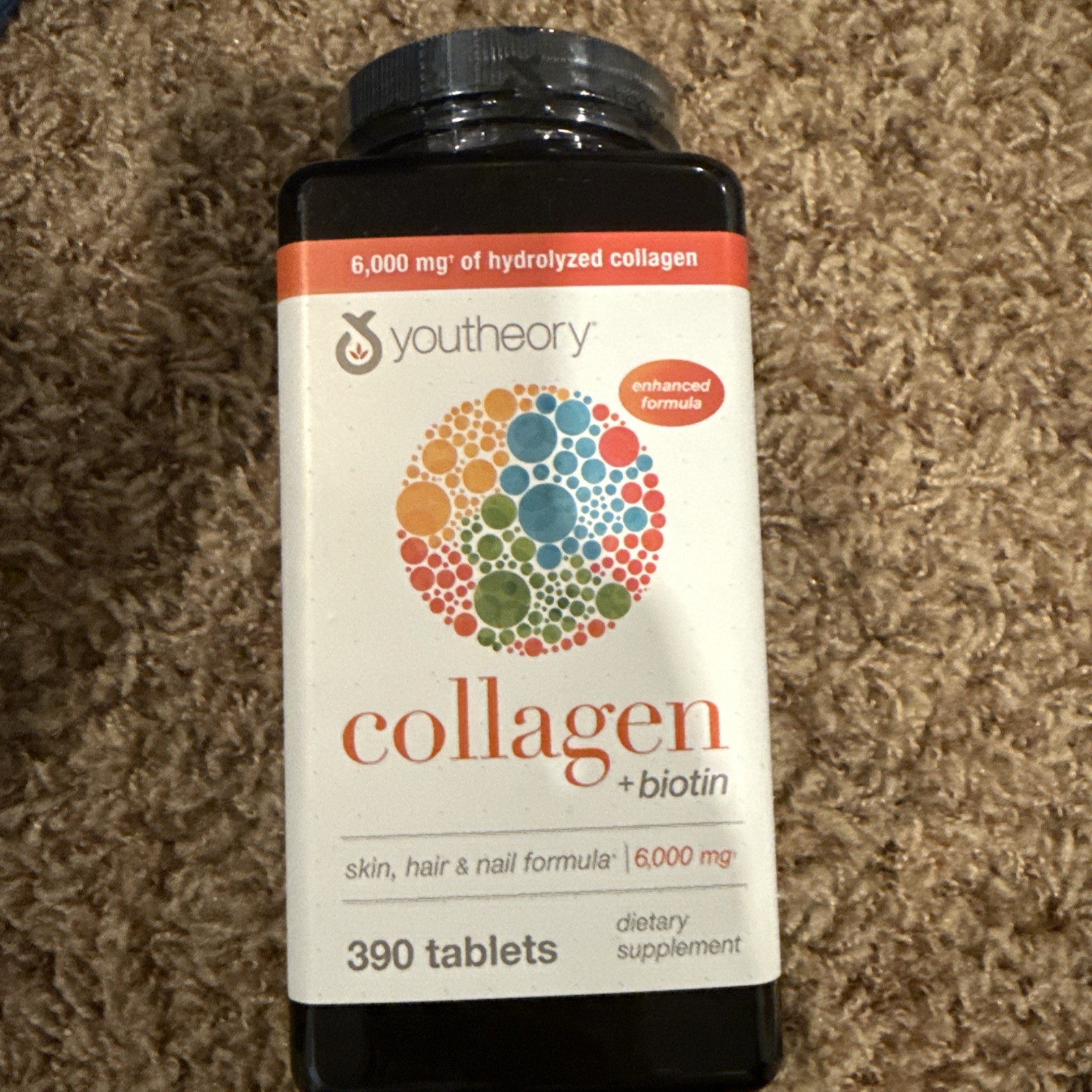 NEW youtheory Collagen Plus Biotin Revitalizes Skin, Hair and Nails,  390 Tablet