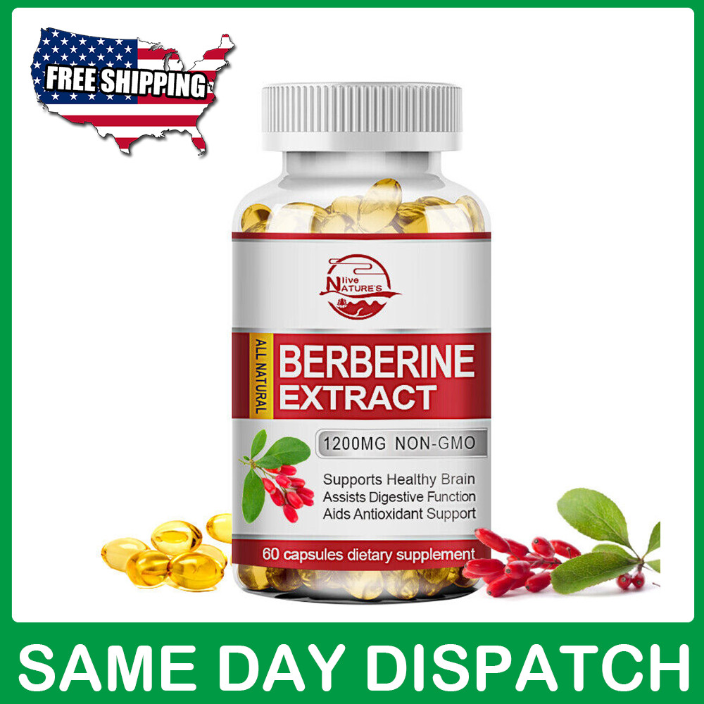 Premium Berberine HCL Extract 1200mg, Healthy Cholesterol, Blood Sugar Support