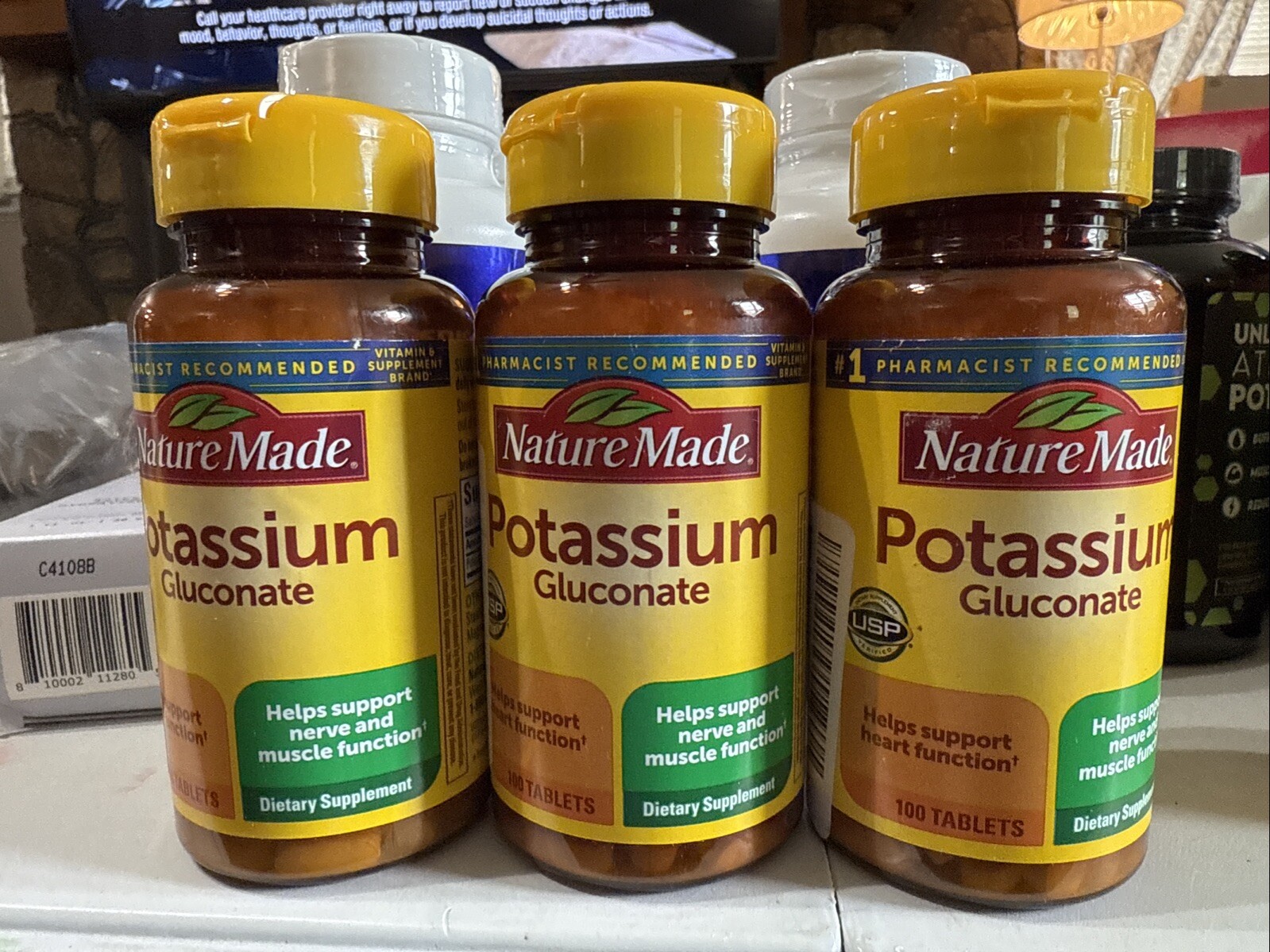Nature Made (3) Potassium Gluconate 550mg Dietary Supplement Heart Health 8/26