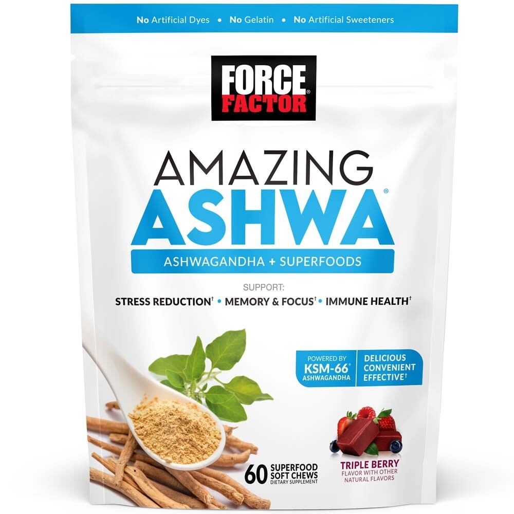 Force Factor Amazing Ashwa Soft Chews w/ KSM-66 Ashwagandha for Stress Support