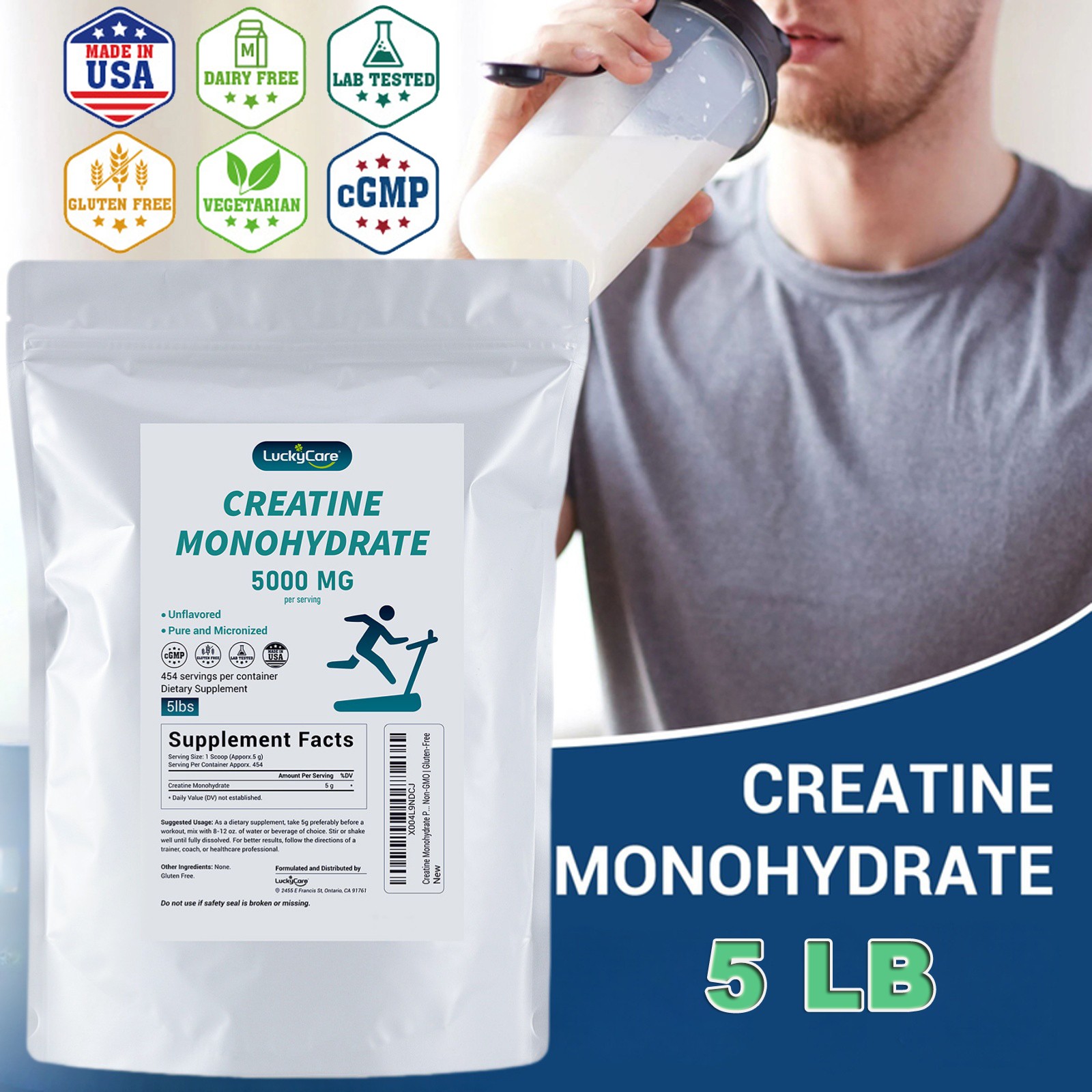 5LBS Creatine Monohydrate 100% PURE – Micronized Powder Support Muscle Growth